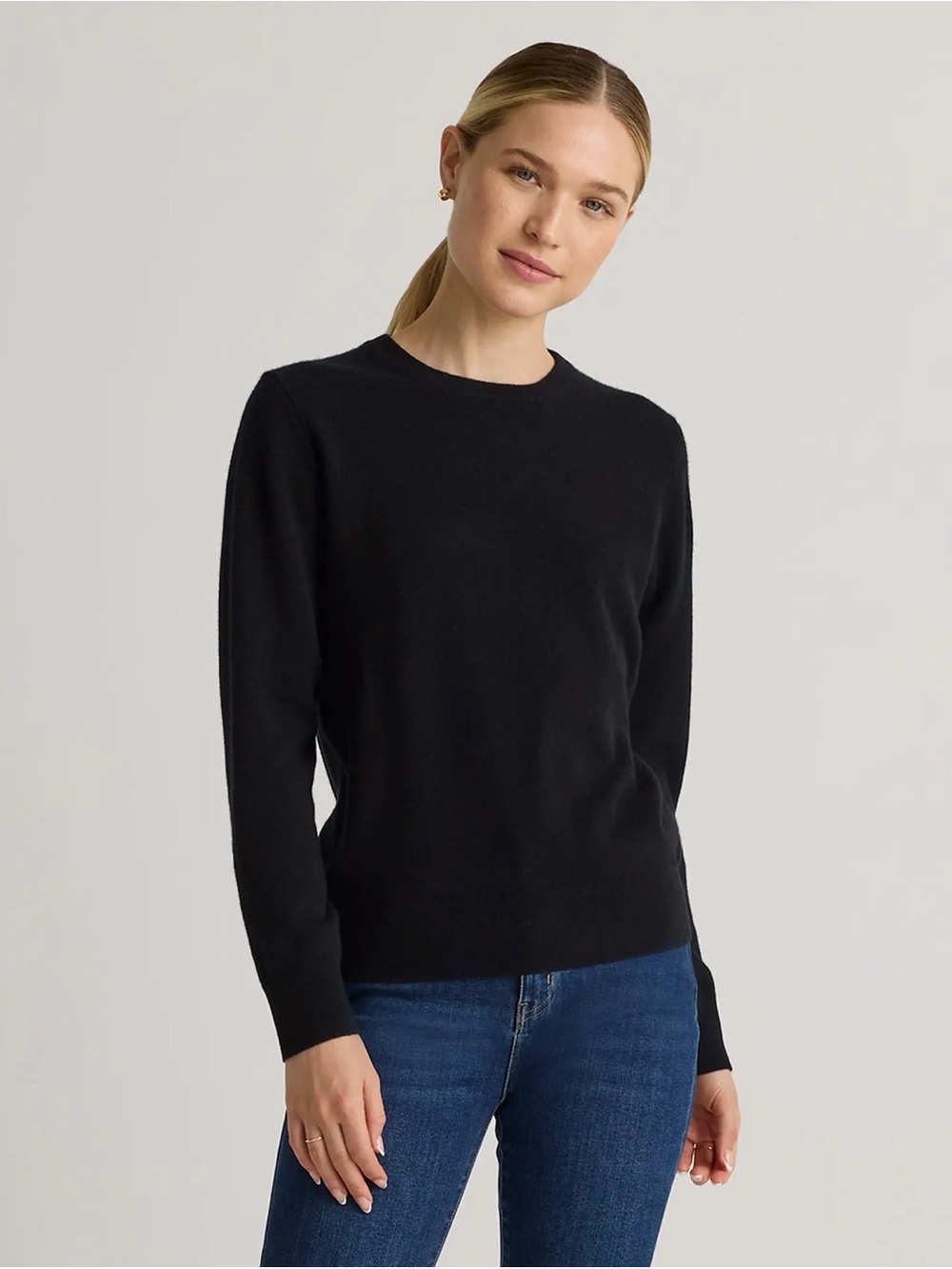 Quince Mongolian Cashmere Crewneck Sweater Black Size Small 100% Cashmere